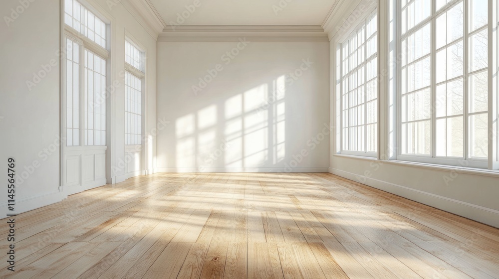 Fototapeta premium Sunlit Empty Room Interior Design