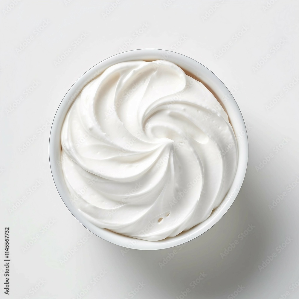 Whipped Cream, Isolated white background, flat lay Whipped Cream, Isolated white background, flat lay