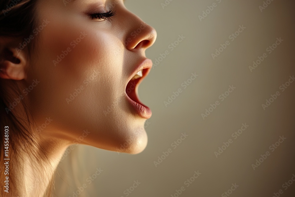 young woman delivering passionate speech close-up of her expressive face young woman delivering passionate speech close-up of her expressive face