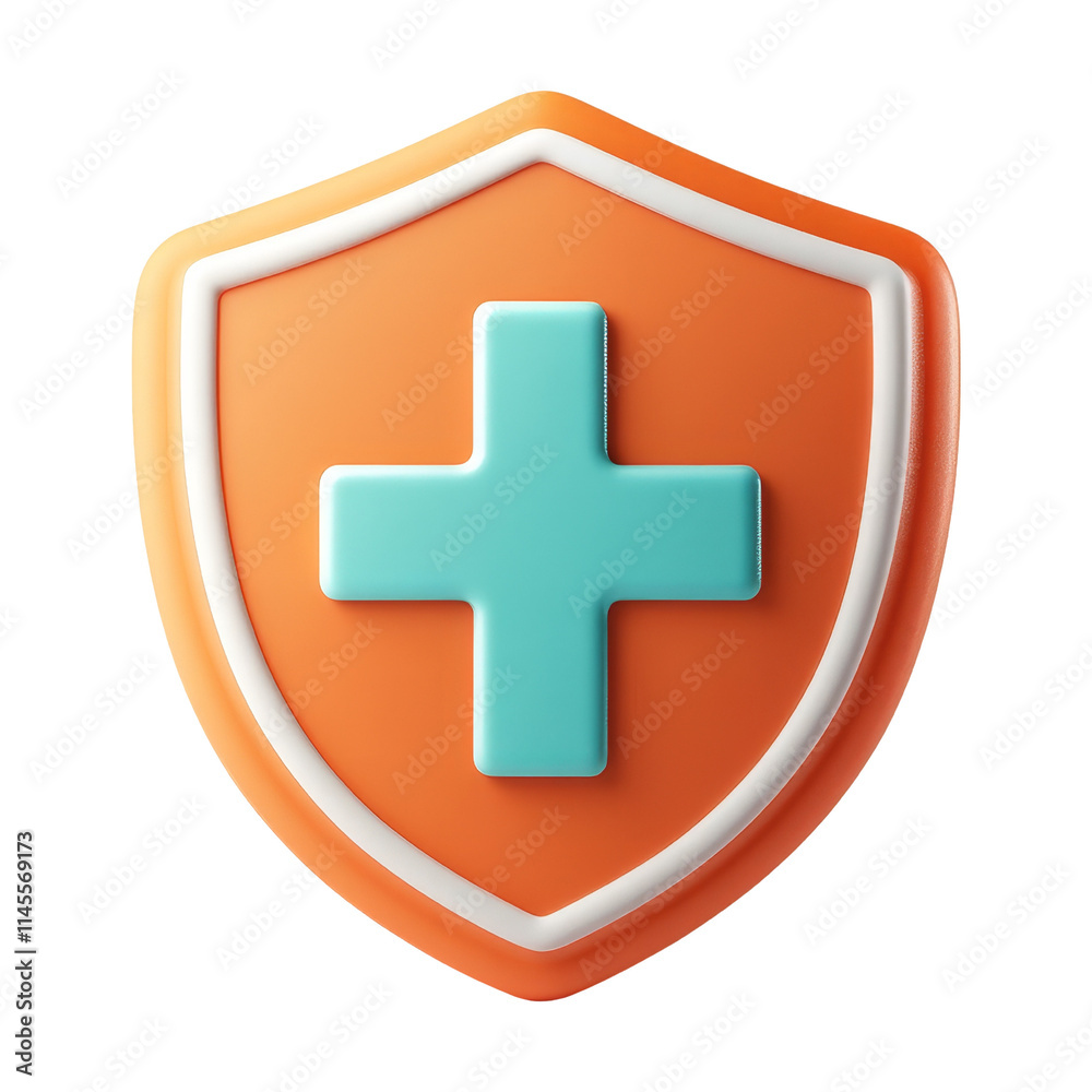 First aid icon on orange shield graphic design digital First aid icon on orange shield graphic design digital