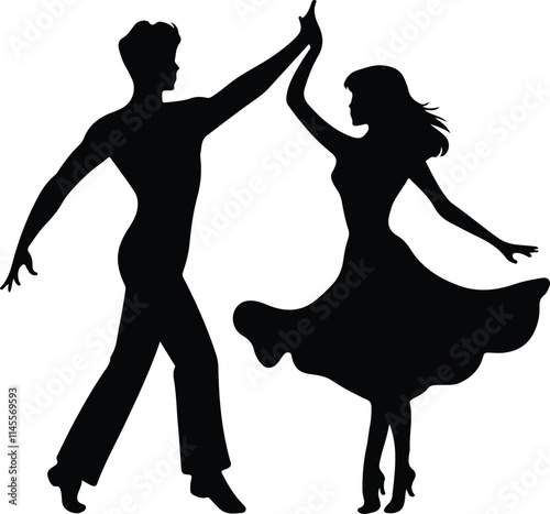 Silhouette of a Couple Dancing a Ballroom Dance