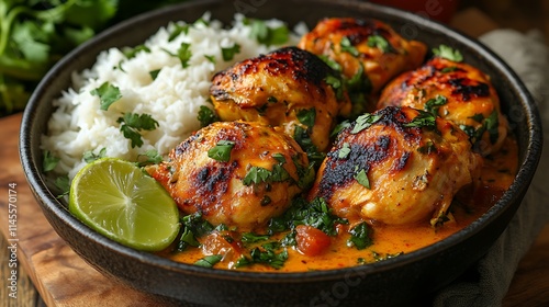 Grilled Chicken in Creamy Sauce with Rice photo