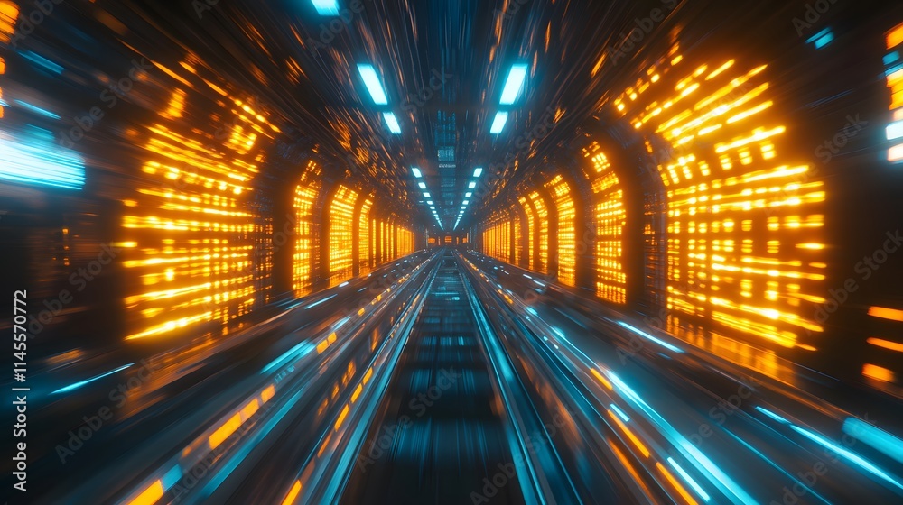 Futuristic speed travel digital tunnel 3d animation neon lights cyber environment high-speed perspective Futuristic speed travel digital tunnel 3d animation neon lights cyber environment high-speed perspective