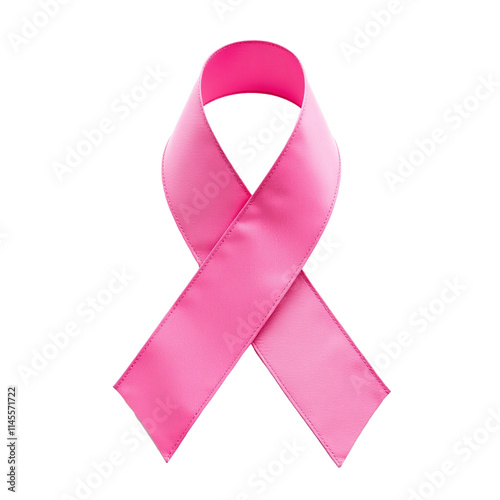 Pink breast cancer awareness ribbon isolated on white background, medical support and charity campaign symbol, October awareness emblem for healthcare design, hope and solidarity concept image