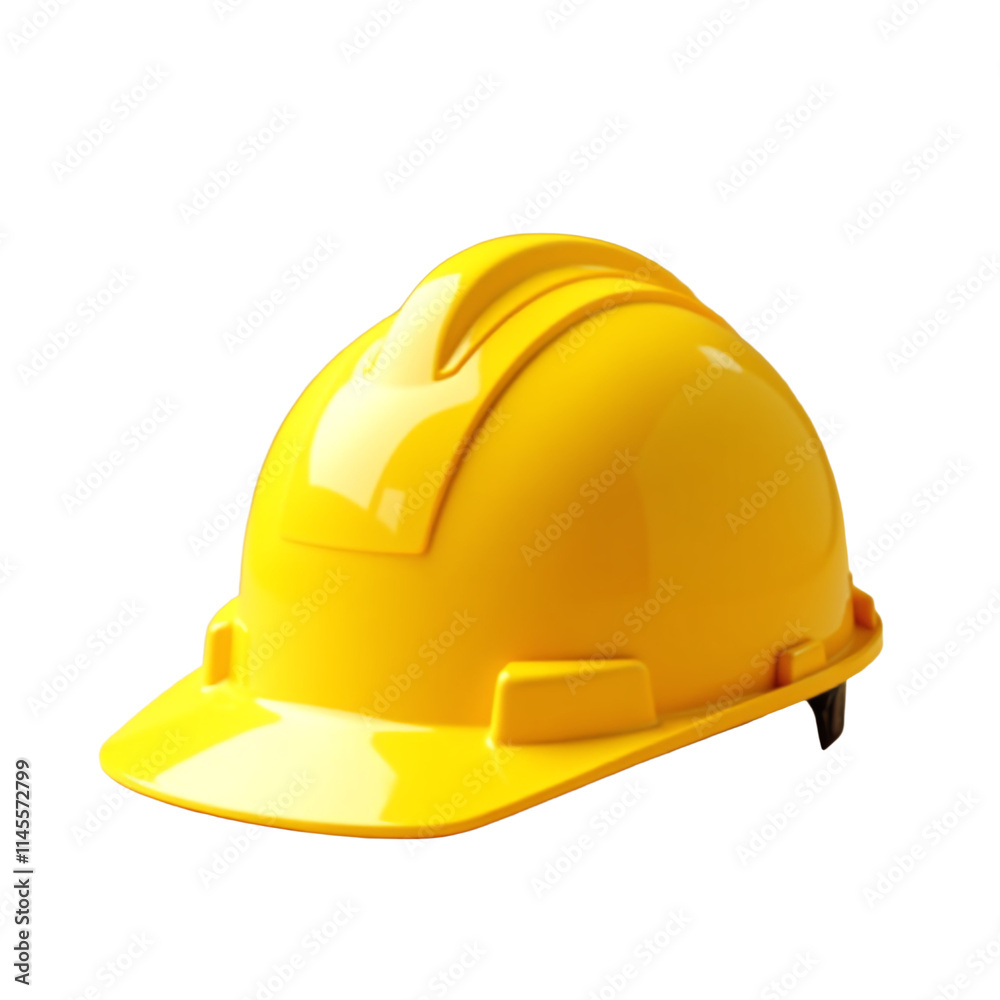 Fototapeta premium Yellow hard hat on flat surface symbolizing safety in construction and industrial environments