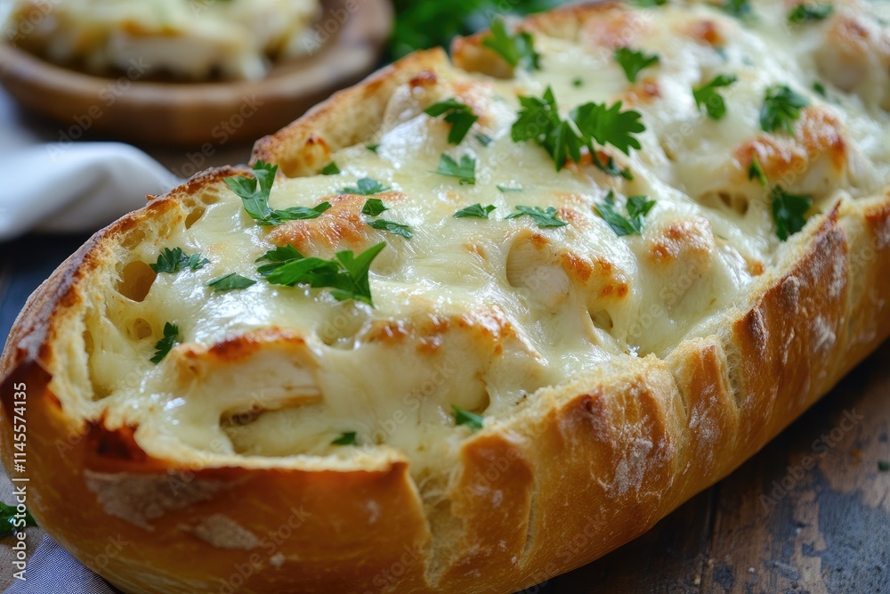 Baked Bread Filled With Cheese and Chicken Baked Bread Filled With Cheese and Chicken