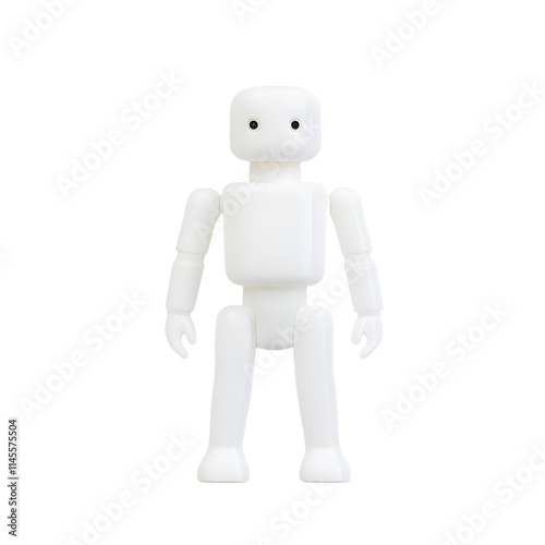 3D printed toy robot on a white background, showcasing modern technology and innovative design, perfect for children’s toys, robotics, and futuristic concepts in creative and educational projects. 