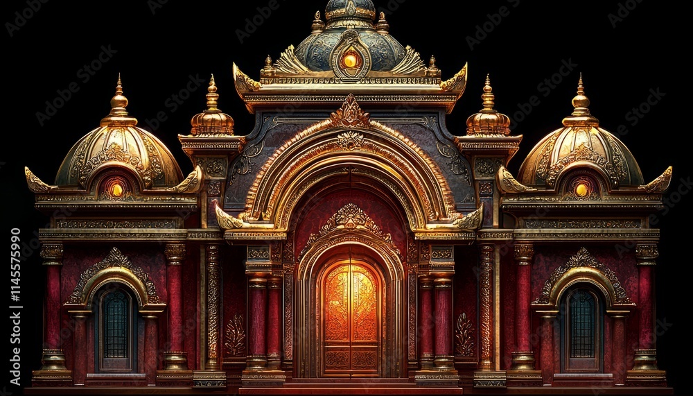Obraz premium Ornate Golden Temple Entrance Majestic Architecture