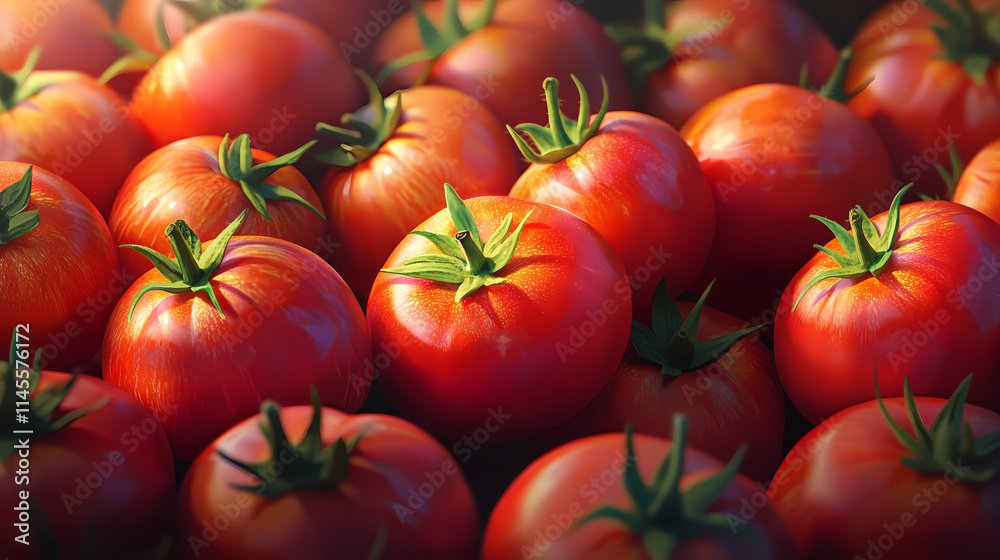 A group of ripe, juicy red tomatoes of various sizes, with a mix of cherry tomatoes, beefsteak, and heirloom varieties, with vibrant green stems. Heirloom. Illustration A group of ripe, juicy red tomatoes of various sizes, with a mix of cherry tomatoes, beefsteak, and heirloom varieties, with vibrant green stems. Heirloom. Illustration