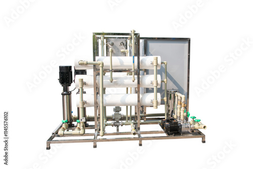 Industrial pump system for industrial water filtration Ro industrial water filtration system Reverse osmosis system for water drinking plant. photo