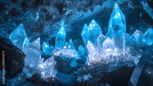 Exploring crystal formations underground cavern nature photography mystic environment close-up view geology concept