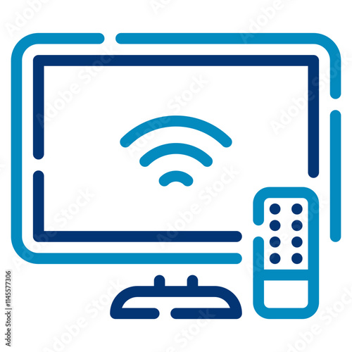 Wireless Streaming Television Icon with Remote Control