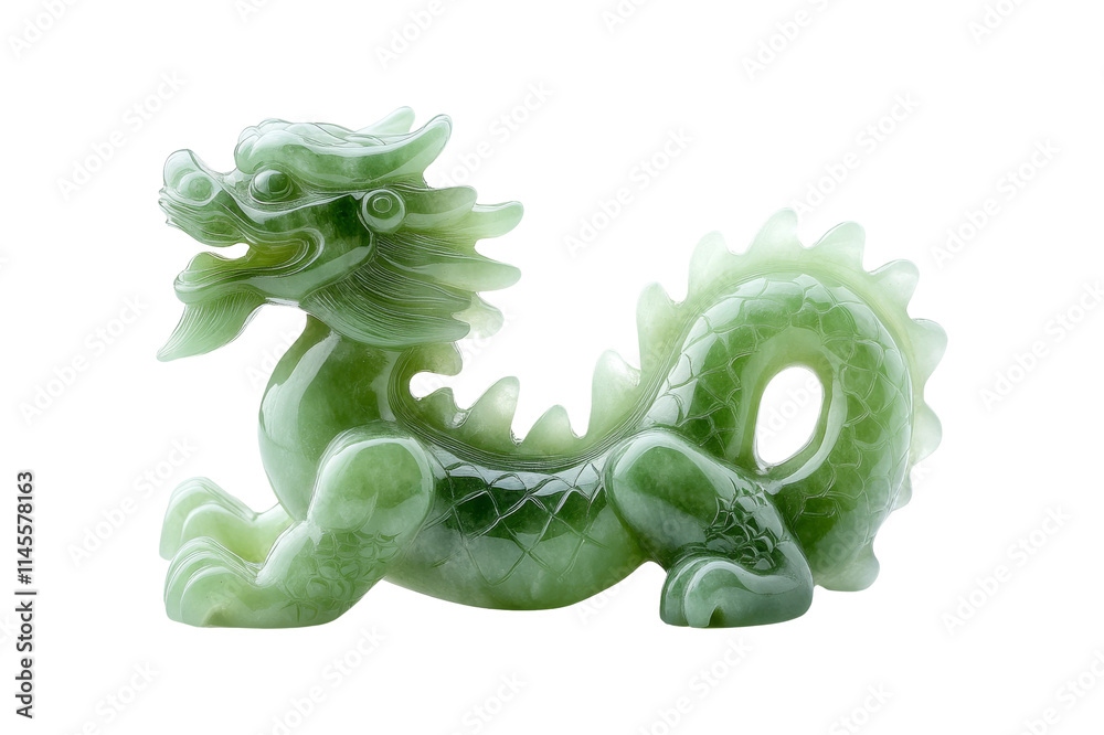 Fototapeta premium Polished jade dragon figurine home art display museum