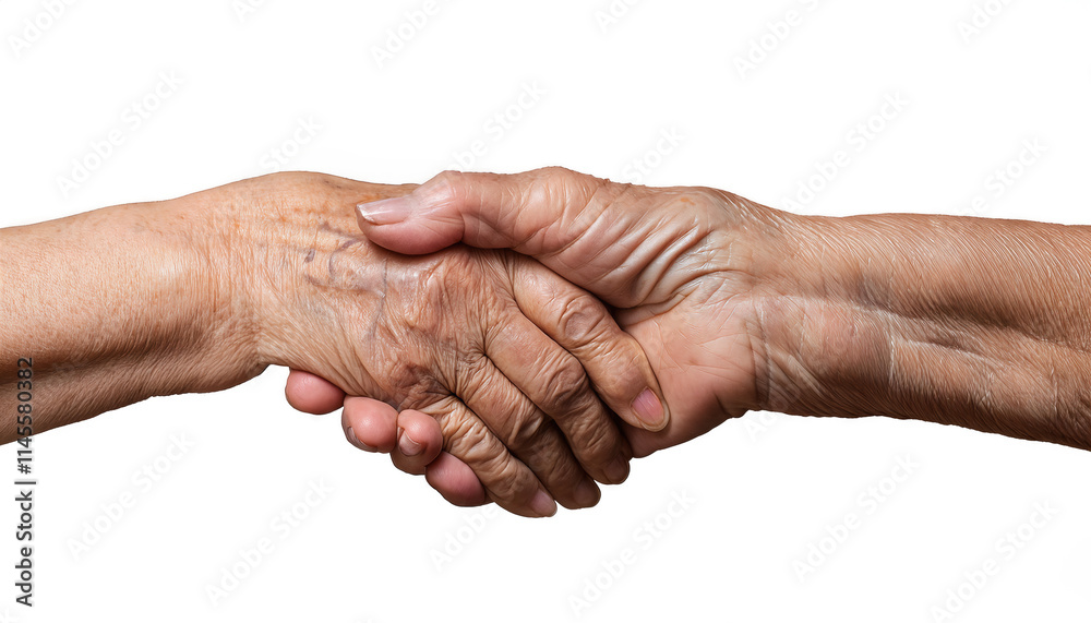 Two elderly women shaking hands Two elderly women shaking hands
