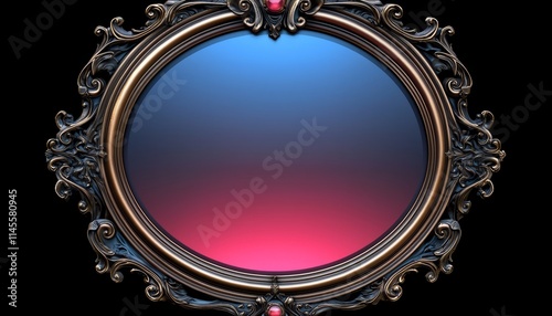 Ornate Bronze Frame Encircles Gradient Circular Design photo