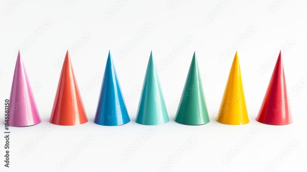 birthday hats in different colors. birthday hats on white background birthday hats in different colors. birthday hats on white background
