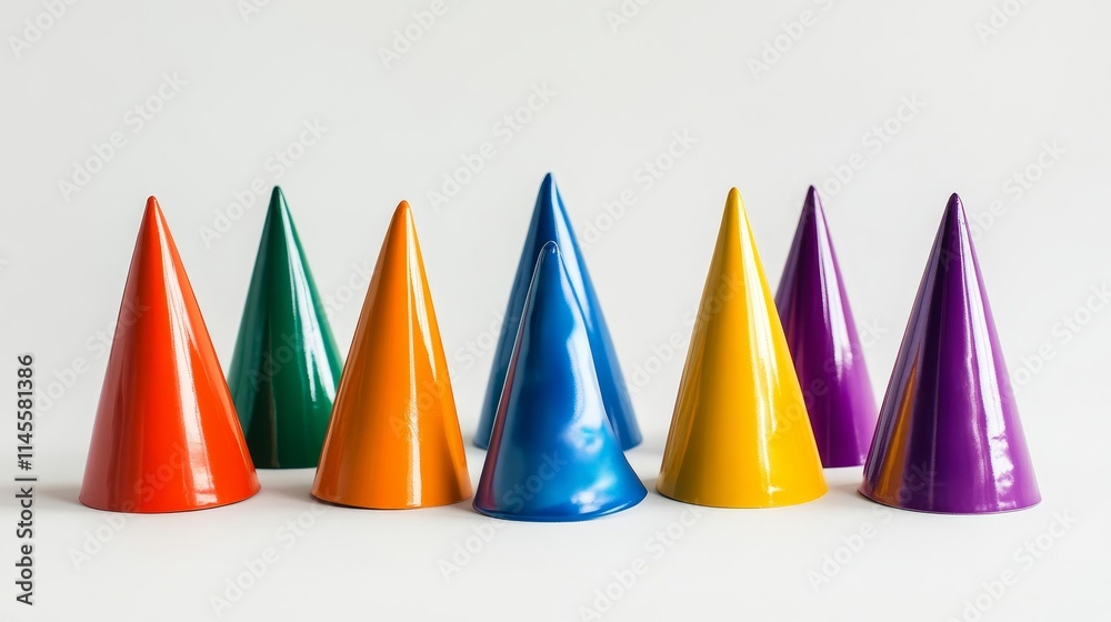 birthday hats in different colors. birthday hats on white background birthday hats in different colors. birthday hats on white background