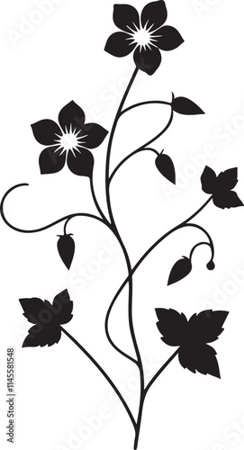 Floral Vine Silhouette Illustration Climbing Flower Vector Design