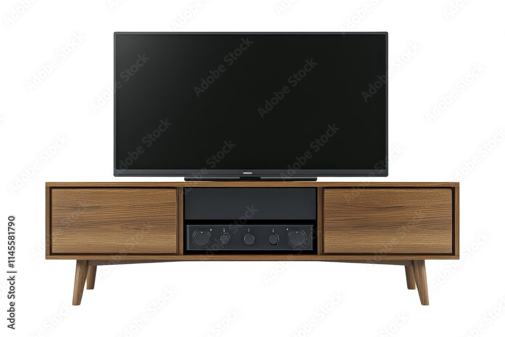 Retro tv display on stand isolated in white space