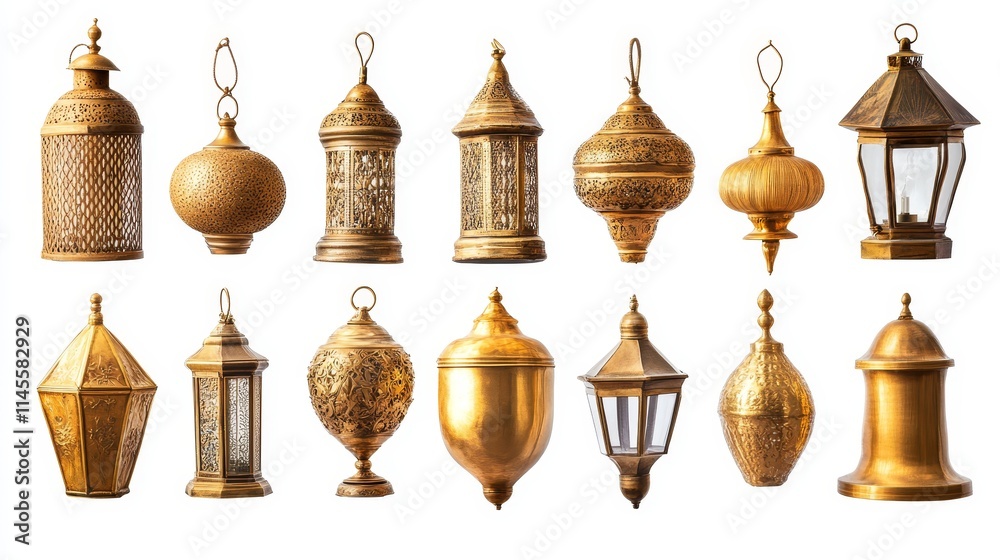 Obraz premium gold lanterns on white background. lanterns
