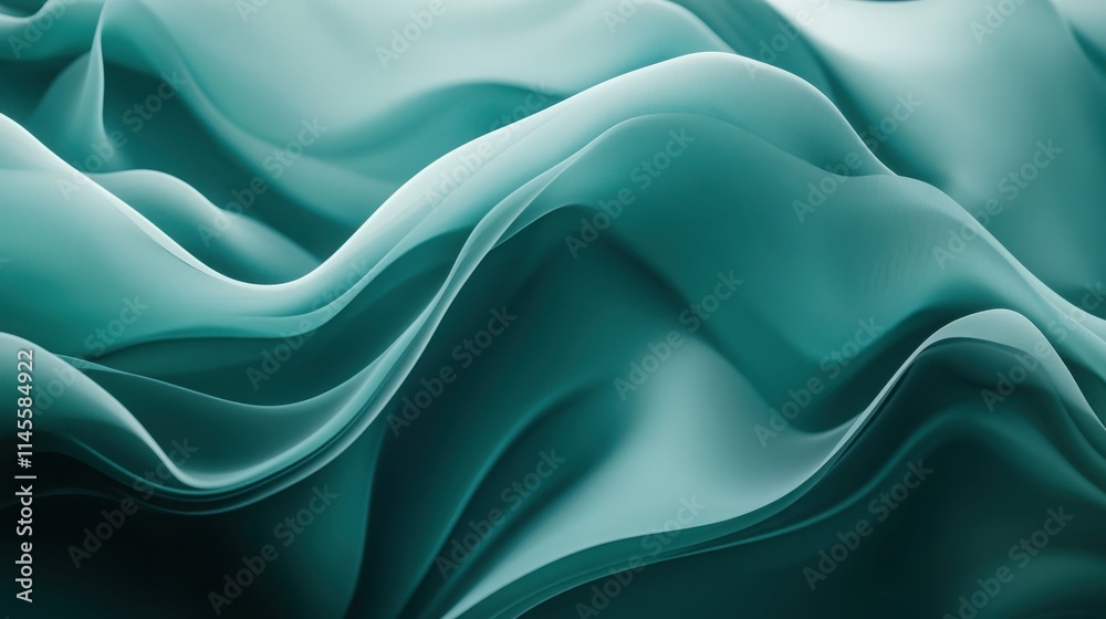 Obraz premium Abstract Teal Fabric Waves Flowing Softly