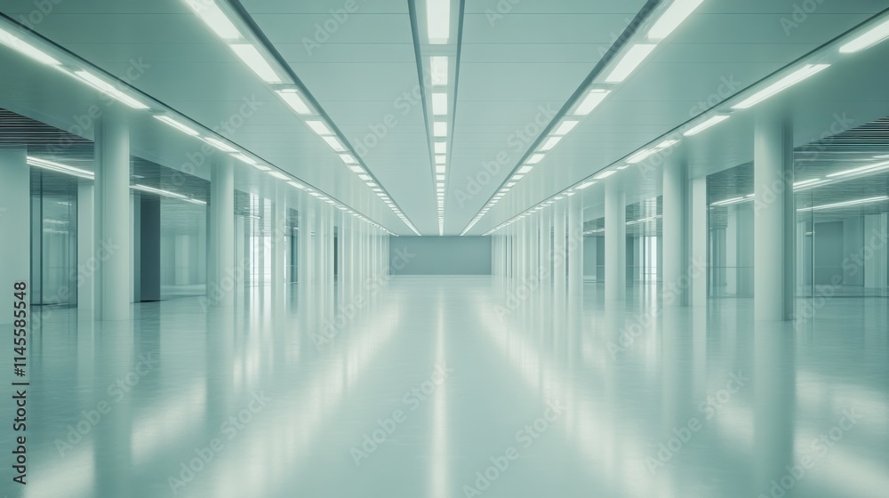Obraz premium Modern Architectural Interior: A Sterile, Light-Filled Corridor