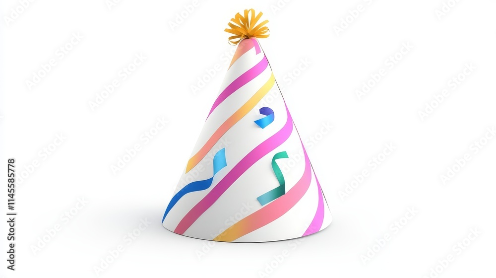white birthday hat on white background. birthday hat