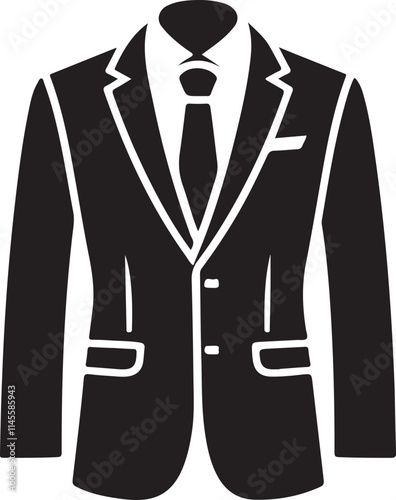 Black Silhouette of a Men's Suit Jacket Vector Illustration