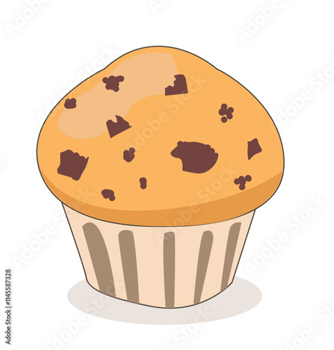 Muffins with chocolate topping. Vector 