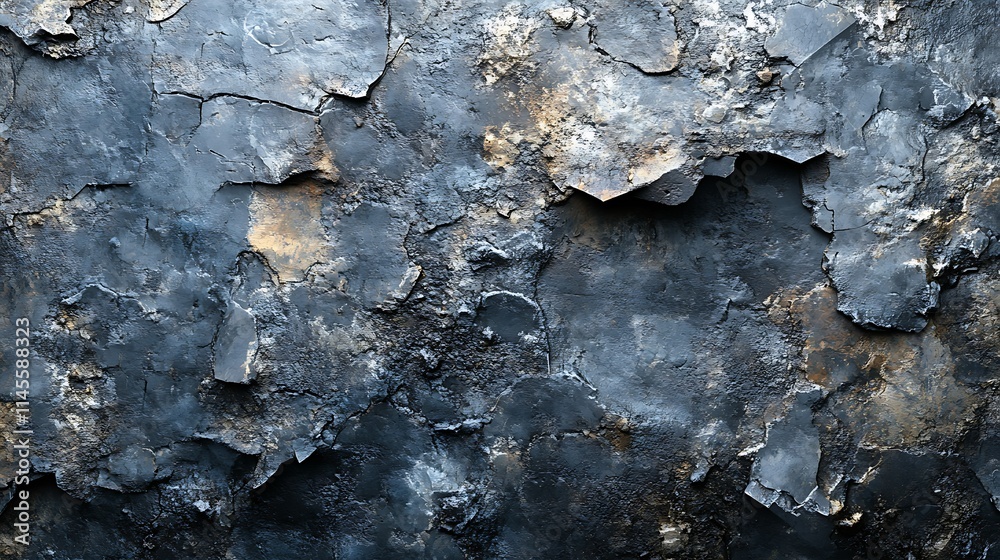 Close-up of dark gray textured surface with cracked and peeling paint, showing uneven surface and variations in tone. Close-up of dark gray textured surface with cracked and peeling paint, showing uneven surface and variations in tone.