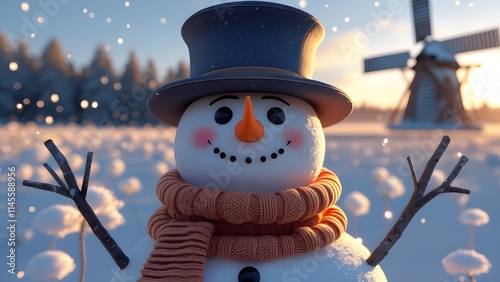 snowman on the snow photo