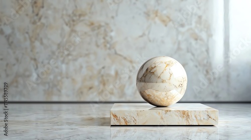 Reflective marble pedestal, mirrorpolished stone, 3D illustration photo