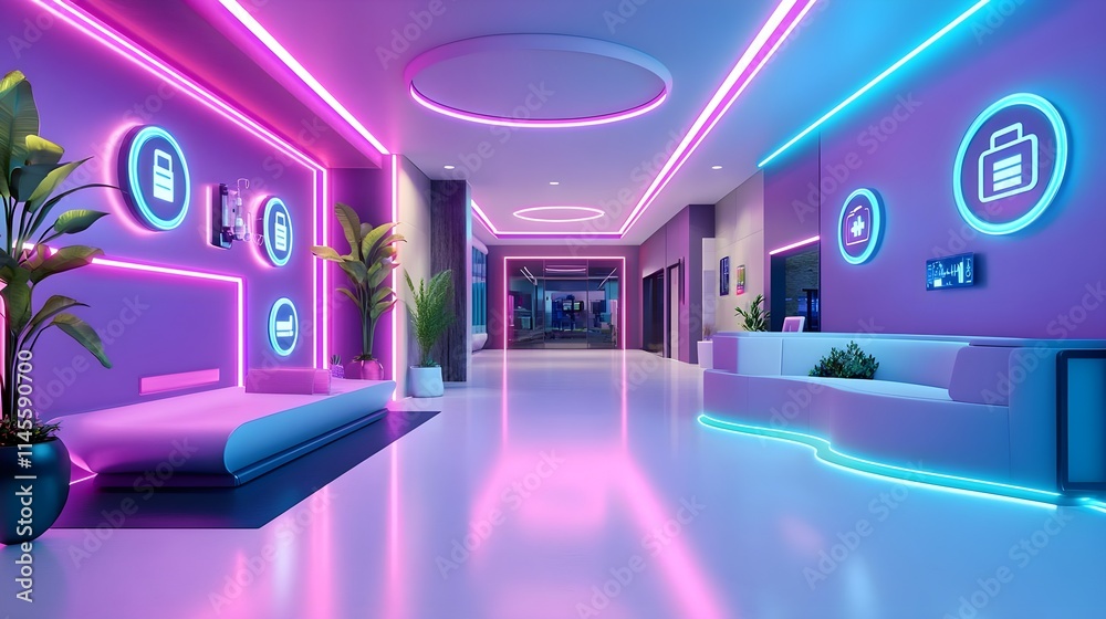 futuristic neon corridor interior design - neon lighting futuristic neon corridor interior design - neon lighting