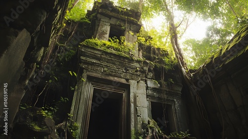 Exploring ancient ruins jungle temple photography lush environment ground level historical exploration photo