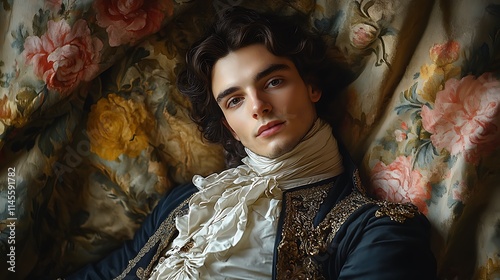 Elegant Young Man in Baroque Style Clothing