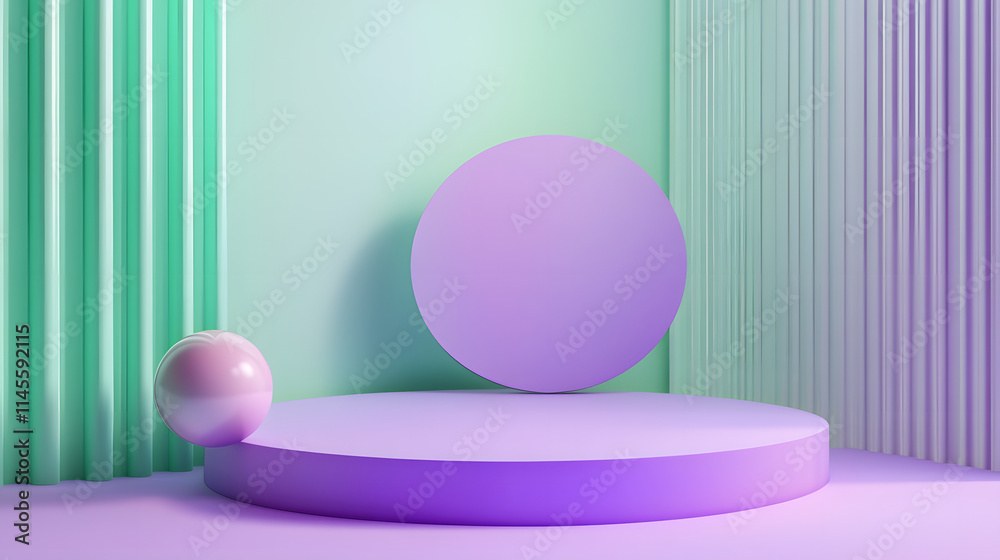3d rendering of Green and purple abstract geometric background. Scene for advertising, technology, showcase, banner, game, sport, cosmetic, business, metaverse. Sci-Fi Illustration. Product display
3d rendering of Green and purple abstract geometric background. Scene for advertising, technology, showcase, banner, game, sport, cosmetic, business, metaverse. Sci-Fi Illustration. Product display
