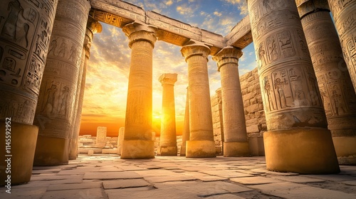 Ancient temple ruins at sunset luxor egypt architectural photography historic landscape scenic view heritage exploration