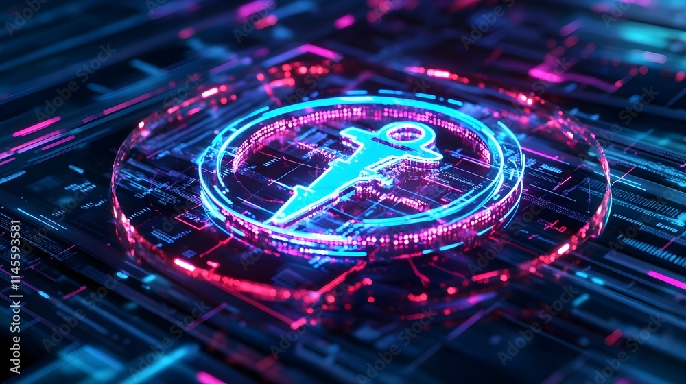 neon tech person icon, digital hud - neon and vibrant colors neon tech person icon, digital hud - neon and vibrant colors