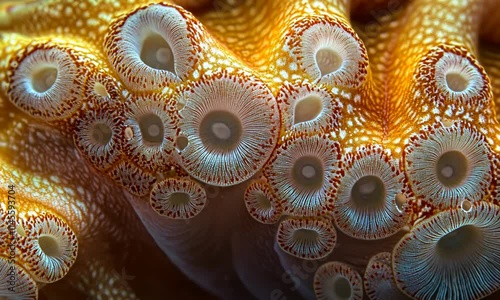 Magnificent Macro Shot of a Giant Clam's Mantle with Numerous Siphons photo