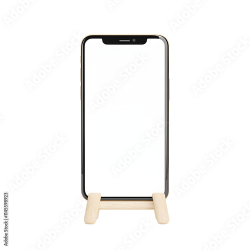 Smartphone stand on a white background, sleek and minimalist design, perfect for home or office use, offering a stable and convenient way to hold your phone for video calls, watching content, or hands photo