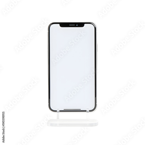 Smartphone stand on a white background, sleek and minimalist design, perfect for home or office use, offering a stable and convenient way to hold your phone for video calls, watching content, or hands photo