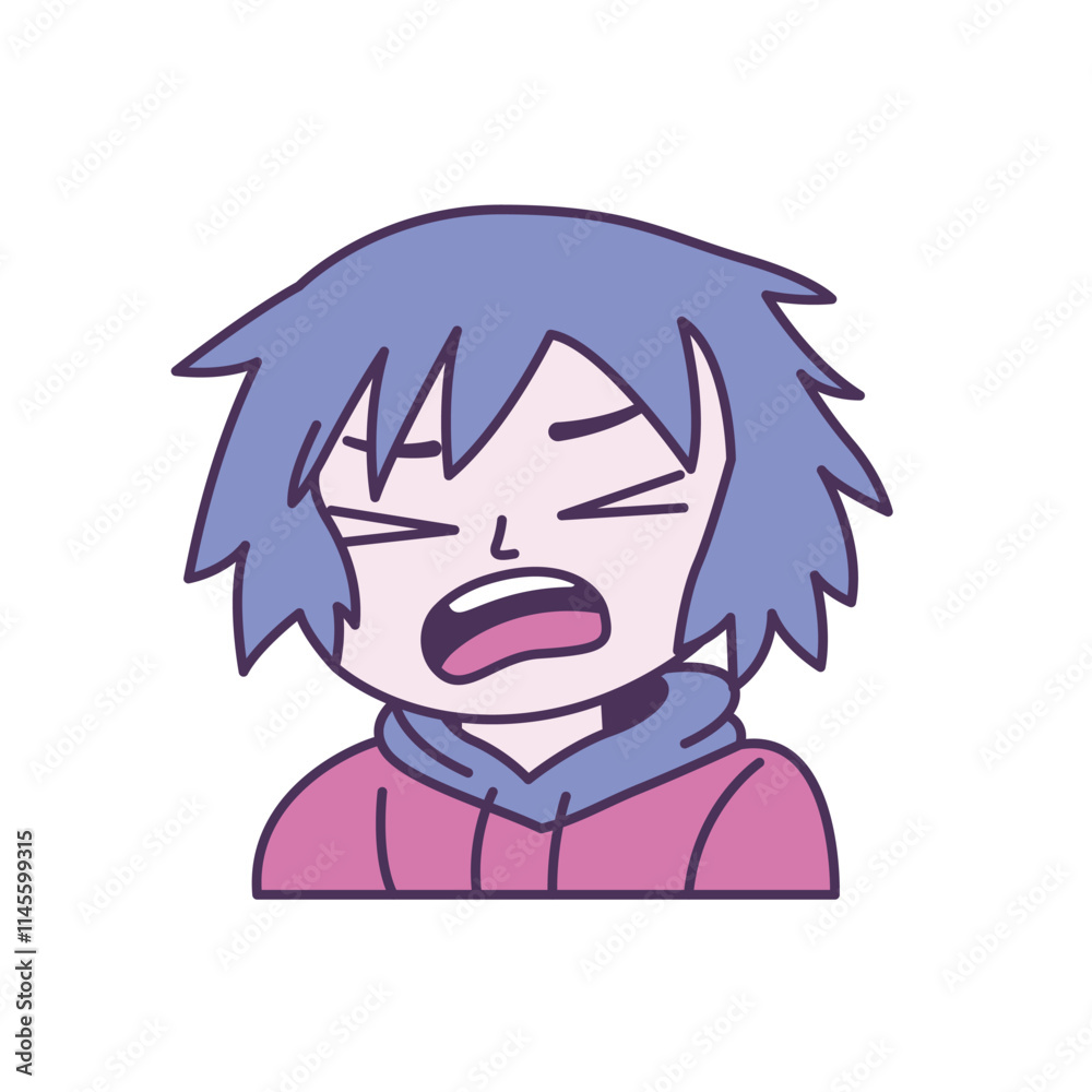 Cute Gamer Boy Cartoon Character with Angry Screaming Expression Cute Gamer Boy Cartoon Character with Angry Screaming Expression