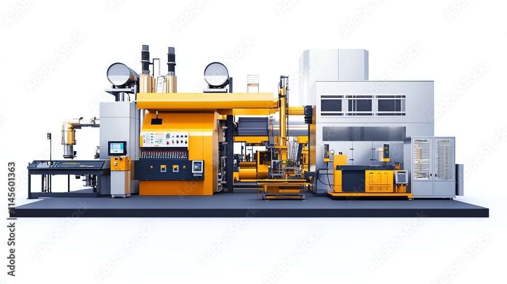Industrial machine with robotic arms, white isolate background. Industrial machine with robotic arms, white isolate background.