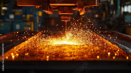 Robotic Welding Station Sparks in Industrial Cutting Process