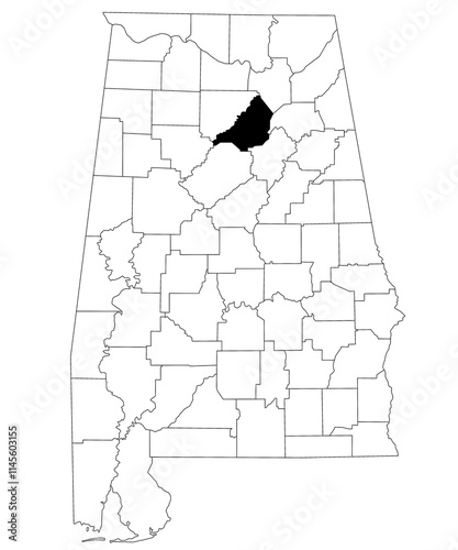 Map of blound County in Alabama state on white backround. single County map highlighted by black color on Alabama map. UNITED STATES, US