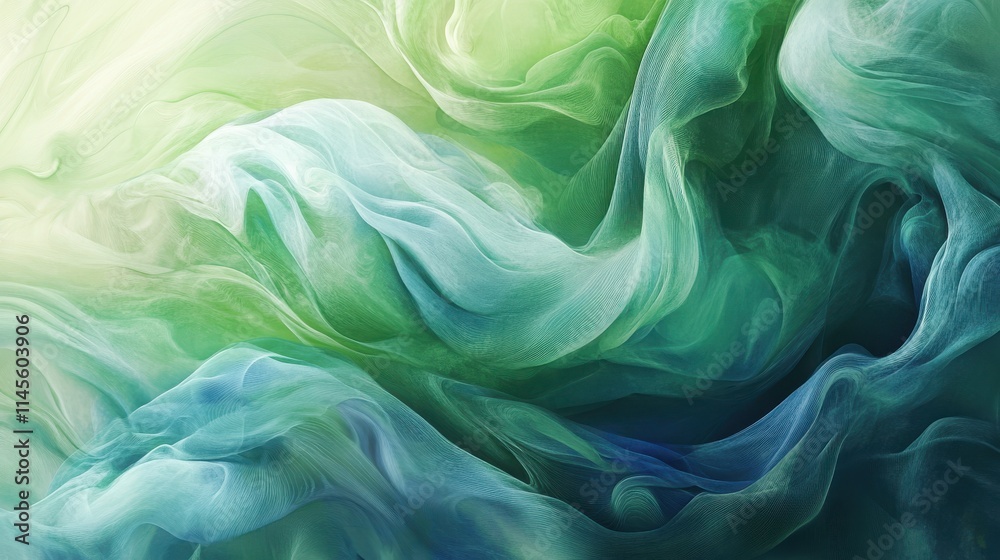 Obraz premium Abstract Green and Blue Fabric Swirls Design