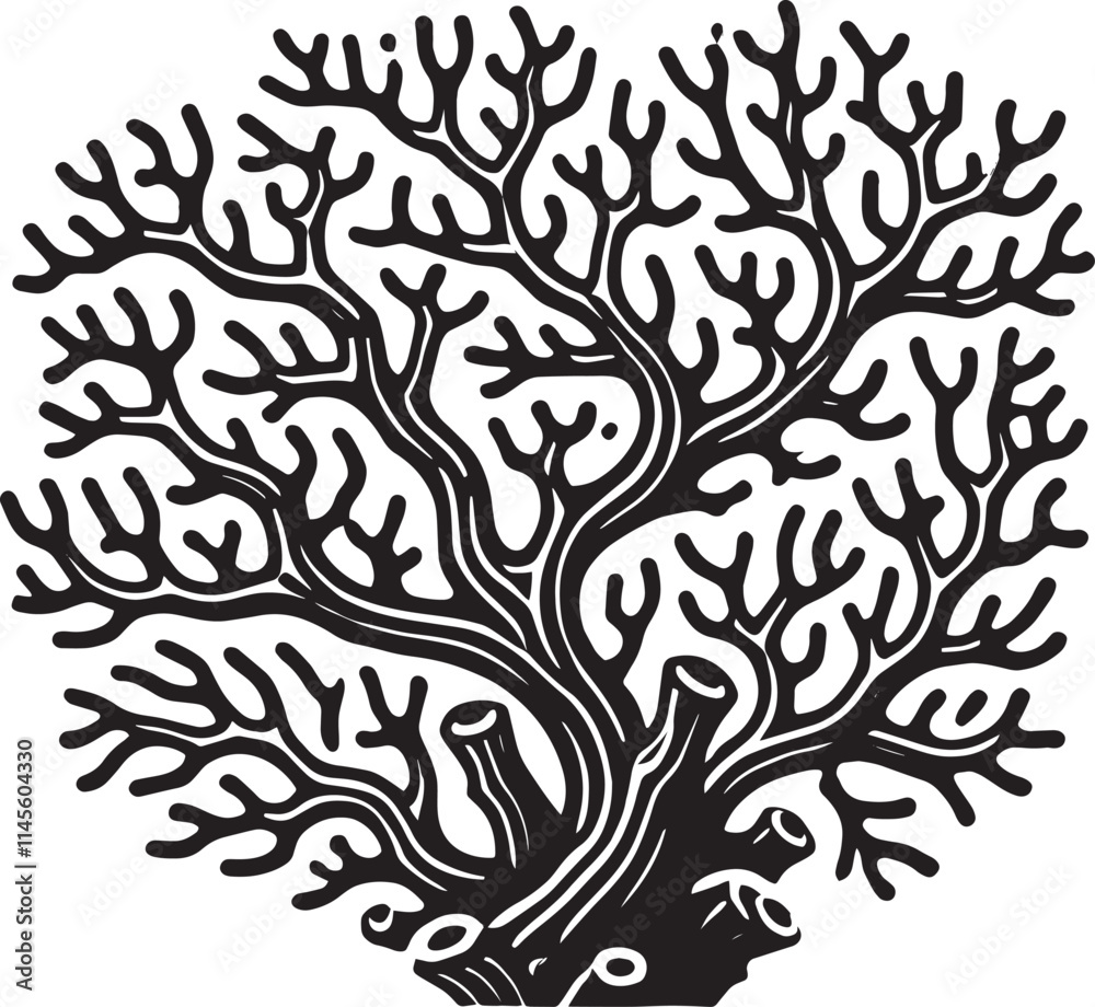 Underwater Sea coral silhouette vector illustration isolated on a white background Underwater Sea coral silhouette vector illustration isolated on a white background