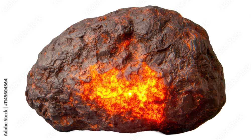 Glowing Lava Rock with Fiery Core and Textured Surface Detail isolated on transparent or white background, png Glowing Lava Rock with Fiery Core and Textured Surface Detail isolated on transparent or white background, png
