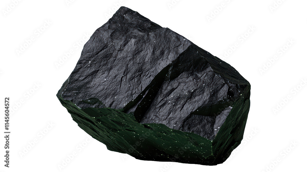 Dark Green Textured Rock with Sharp Edges and Natural Form isolated on transparent or white background, png Dark Green Textured Rock with Sharp Edges and Natural Form isolated on transparent or white background, png