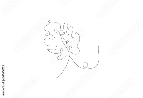 Modern single line art palm tree leaves design, Vector design Concept photo